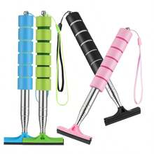 1pc Car Rearview Mirror Wiper Stainless Steel Telescopic Multi-Layer Brush Head Glass Cleaning Brush Handheld Squeegee - Multicolor - View 2
