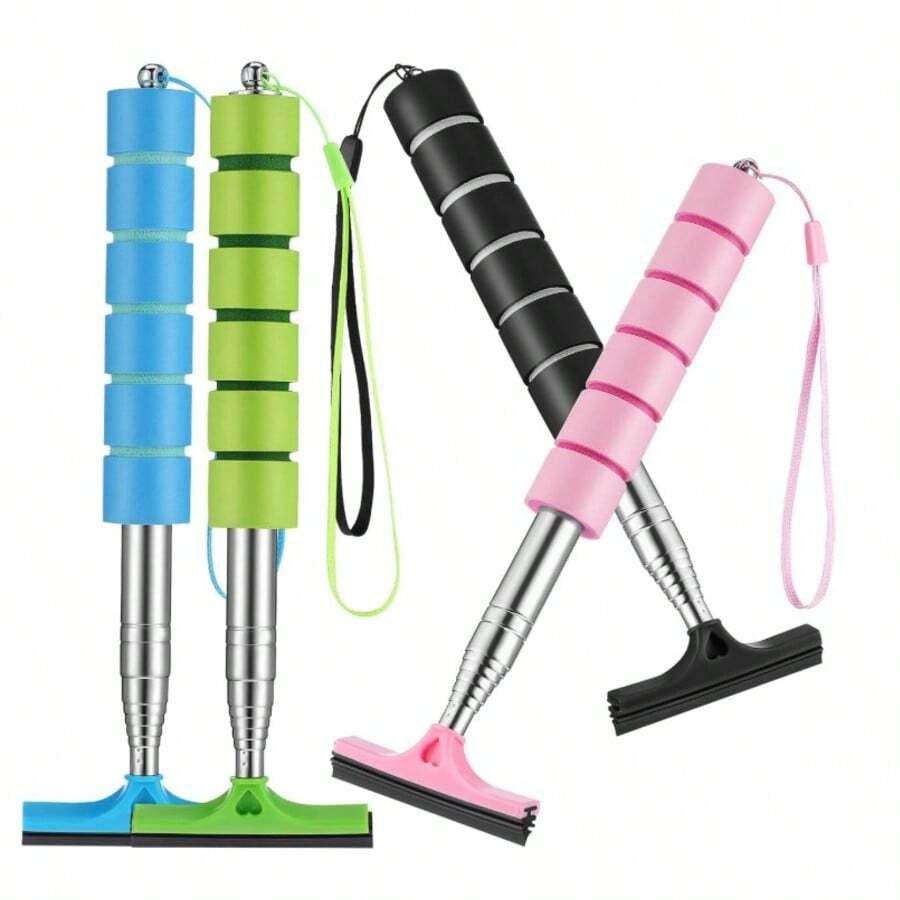1pc Car Rearview Mirror Wiper Stainless Steel Telescopic Multi-Layer Brush Head Glass Cleaning Brush Handheld Squeegee