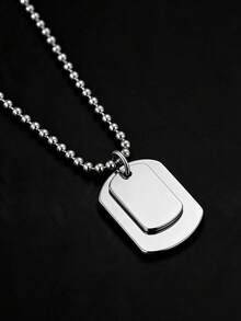 1pc Hip Hop Fashion Double Layer Stainless Steel Dog Tag Pendant Necklace, Men's Daily Accessory - Double-layer Military Dog Tag - View 5