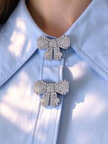 2pcs/Set Elegant Pearl Geometric Button Covers, Shirt Button Covers Clip-On Button Covers Fashion Crystal Cufflinks Covers - Multicolor - View 1