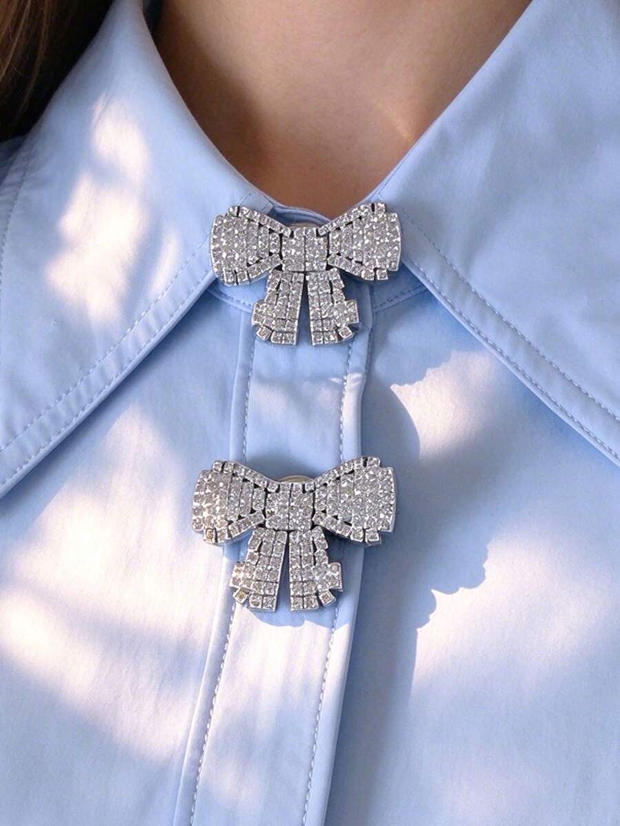 2pcs/Set Elegant Pearl Geometric Button Covers, Shirt Button Covers Clip-On Button Covers Fashion Crystal Cufflinks Covers - Multicolor - View 1