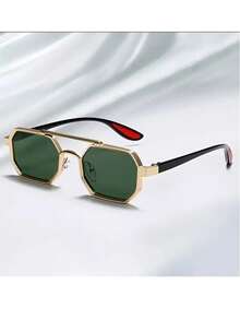 1 Pair Unisex Metal Geometric Frame Small Frame Personalized Fashion Decorative Casual Fashion Glasses - Dark Green - View 5