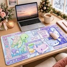 1pc Cute Kawaii Sea Creature Game UI Print Desk Mat, Decorative Makeup Mat, Nail Art Table Pad, Non-Slip Large Table Protector For Bedroom Vanity S/M/L/XL - View 2