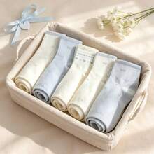 1/5/10/2 Pairs Women's Cute Sweet Bow Polka Dot Pattern Solid Color Mid-Calf/Boat/Short/Ankle Socks, White Socks, Minimalist Socks, Comfortable Casual Creative Daily Versatile Socks, Random Color, Suitable For Daily Life, All Seasons - Multicolor - View 2