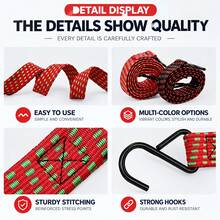 2 buah Tali Bungee Elastis Tugas Berat Warna Acak dengan 2 Kait, Tali Elastis Pipih, Tahan Lama, Cocok untuk Truk, Sepeda Motor, Sepeda, Gerobak, dan Pengamanan Kargo Lainnya, Pengikat Bagasi Serbaguna - Beraneka warna - View 8