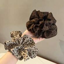 2/1pc Korean Style Leopard Print Loose Hair Scrunchie, Suitable For Lace Decoration, High-End Simple Ponytail And Bun Hair Tie - Multicolor - View 7