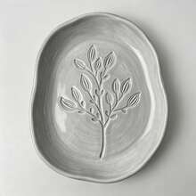 Large Eucalyptus Leaf Shaped Ceramic Clay Stamp Set, Minimalist Design With Artistic Flair, Suitable For Creating Ceramic Plates, Ceramic Cups Or Other Ceramic Decorative Hangings, Even Beginner Ceramic Artists Can Create Exquisite Artworks - 1 White - View 1