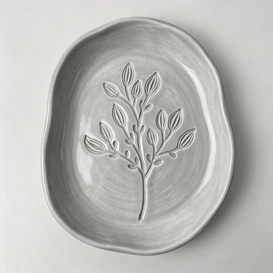 Large Eucalyptus Leaf Shaped Ceramic Clay Stamp Set, Minimalist Design With Artistic Flair, Suitable For Creating Ceramic Plates, Ceramic Cups Or Other Ceramic Decorative Hangings, Even Beginner Ceramic Artists Can Create Exquisite Artworks - 1 White - View 1