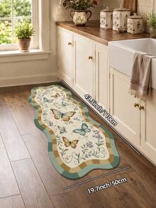 DAJIANG 1pc Vintage Butterfly Floral Rug, Kitchen Rug, Hallway Rug, Area Rug, Suitable For Bathroom, Kitchen, Hallway, Bedroom, Living Room, Bedside Mat, Machine Washable, Easy To Clean, Non-Slip Back, Bedroom Decor, Autumn/Winter Style - Multicolor - View 13
