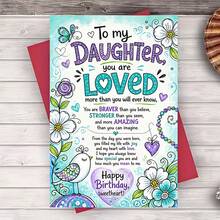 1/3sets "To My DAUGHTER You Are LOVED"Warm Birthday Greeting Card,Colorful Flowers And Birds Design,Perfect Gift For Daughter's Brithday,Suitable For Birthday,Christmas,New Year And Various Holiday Events - A - View 1