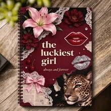 1PC [2D]Flat Personal Organizers Vintage Dark Red Collage A5 Lined Notebook, Cherry Leopard Print Floral Creative Cover, Student And Office Use - Perfect Gift Choice, Artistic Cover Design, Daily Journaling, Classroom Notes, Office Memo, Portable Writing Notebook, Suitable For Professionals, Students And Office Use - Perfect Gift Choice - One Book (50 Pages, 100 Pages) - View 10