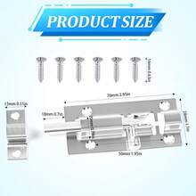 7pcs Heavy Duty Corrosion Resistant Barrel Bolt Lock Set - (1 Sliding Lock + 7 Screws), Heavy Duty Solid Thickened Steel, Brushed Surface Sliding Bolt Lock, Gate Bolt, Door Lock, Providing Better Security And Privacy - Sliding Bolt Lock - View 3