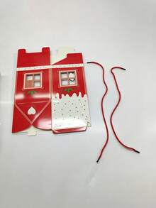 1pc Christmas House Shaped Gift Box With Handle, Cartoon Christmas Tree & Snowman Pattern Gift Packaging Box, Includes Gift Tag, Christmas Window Display Design Paper Dessert Box, Suitable For Winter Holiday Christmas Party Favors - Multicolor - View 13