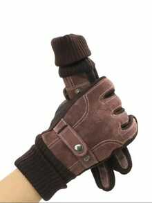 1 Pair Men's Faux Leather Gloves, Winter Thermal Lined Thick Warm, Windproof Waterproof Touchscreen, Motorcycle Riding Black PU Gloves - Black - View 10