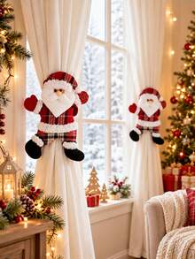 Christmas Curtain Tiebacks, Santa Claus Reindeer Bear Curtain Clips, Holiday Decor Curtain Fasteners, Christmas Home Decor, Convenient Curtain Organizer, Random Pattern Arrangement - Multicolor - View 2