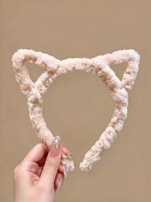 4pcs Cute Cat Ear Hair Clips High Crown Non-Slip Headband, Autumn/Winter Face Washing Hair Hoop For Girls - Multicolor - View 8