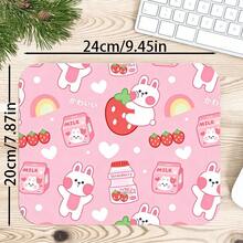 1pc Cute Pink Bunny Strawberry Milk Print Desk Mat, Decorative Makeup Mat, Nail Art Table Pad, Non-Slip Large Table Protector For Bedroom Vanity S/M/L/XL - View 6