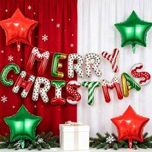 18pcs Set 16-Inch Merry Christmas Letter Banner Balloons And 18-Inch 3-Color Windmill Shaped Round Foil Balloons, Christmas Background Party Decoration Balloons - Merry Christmas Banner Set - View 3