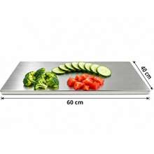 1pc Luxury 304 Stainless Steel Cutting Board, Anti-Mold, Essential Kitchen Tool For Home Cooks And Cooking Enthusiasts, Perfect For Cutting Meat, Cheese, Bread, Vegetables And Fruit, Excellent Home Gift - Silver - View 14