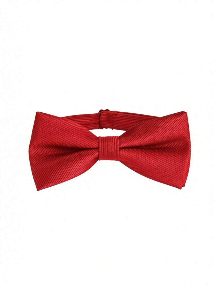 1PC Diagonal Stripe Fabric Bow Tie Suitable For Business Banquets And Parties, Can Be Paired With Suits And Shirts - Red - View 1