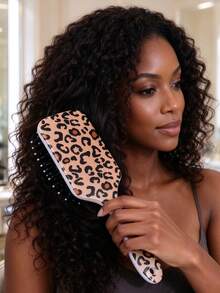 Square Zebra Print Air Cushion Hairbrush, Highly Attractive Home Use Volumizing High Crown Massage Detangling Hair Brush, Exquisite Appearance, Perfect As A Gift For Friends, Christmas Holiday Gift - Multicolor - View 5