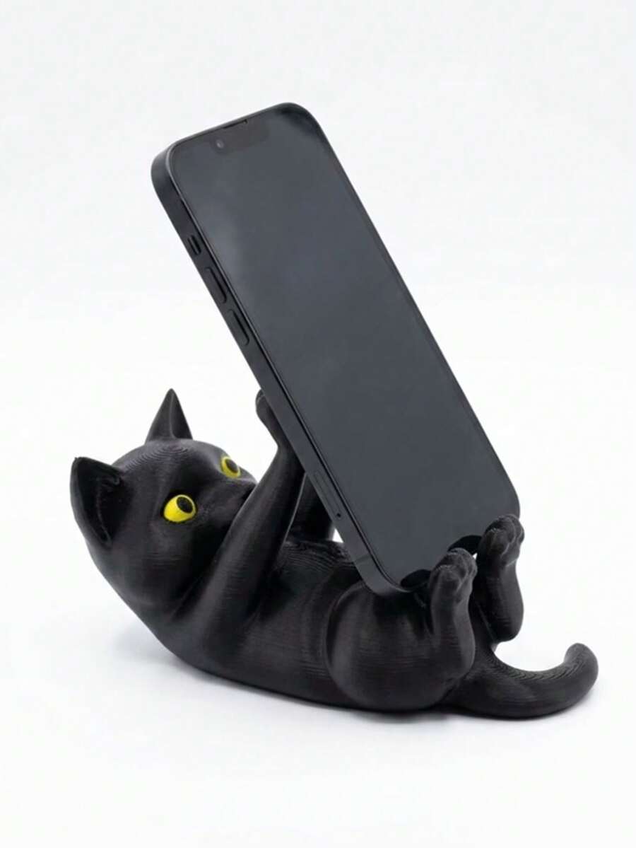 1pc Cute Cat Shaped Desktop Phone Stand, Sturdy And Durable, Universal Phone Holder And Accessories, Suitable For Office, Study, Travel And Leisure, Phone Accessories, Home Decor, Decorative Storage, Decorative Ornament, Other Storage Rack, Halloween, Christmas, Festival Party Supplies, Gift For Friends - Multiple Styles - View 1