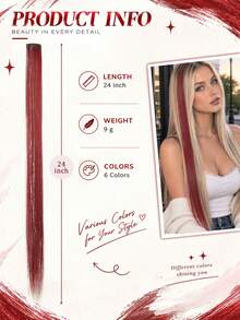 24-Inch Clip-On Hair Extensions, Shimmering Highlights, Versatile Hair Accessory, Suitable For Women's Party And Everyday Hairstyles. - Multicolor - View 4