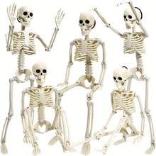 170cm/40cm Halloween Horror Decoration Oversized Human Plastic Skeleton With Movable Joints, Ghost Festival Haunted House Decor Prop, Cemetery Decoration Indoor Horror Skeleton Decoration (Hanging Rope Length May Vary) - Multicolor - View 5