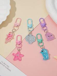 Cute Glowing Ocean Animal Bag Charm, Marine Creature Keychain Pendant, Handbag Backpack Decorative Accessory, Adorable Party Favor Gift - Multicolor - View 3