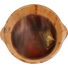 Holz Fuß Bad Waschbecken 14,4 "x 7,1", tragbarer Spa Einweichen Eimer mit Griffen für Zuhause, Fuß Spa und Sauna, natürliche Zypressenholz Konstruktion - Holzfarbe - Übersicht 5