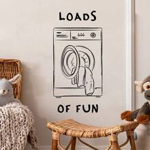 1Set Funny Laundry Room Loads Of Fun Wall Stickers Decals Washing Machine For Laundromat Washroom Home Wall Decor - Laundry Room - View 6