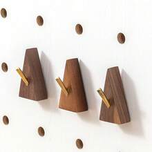 Wall Mount Wizard Wand Display Rack, Wooden Triangle Magic Wand Holder Hook, Magic Wand Bracket For Home Office Decor, Brass Hanger, Also Suitable For Hanging Clothes And Belts - Redwood - View 6