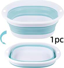 2.7-Litre Foldable Washbasin, A Portable, Space-Saving Washbasin Suitable For Camping, Motorhome Trips, Travel And Home Use, Blue, Dimensions: 25 * 9.5 Cm - Baby Blue - View 7