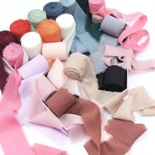 1/4 Rolls Handmade Chiffon Silk Fringe Ribbon White Frayed Edge Sheer Ribbon 1.5 Inch X 16.4 Feet For Wedding Invitations Bridal Bouquets Gift Wrapping DIY Crafts Valentine's Day Holiday Party Decorations - Multicolor - View 5
