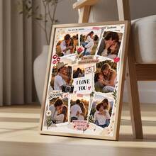 1pc Personalized Couple Photo Collage Customized Wall Art, Custom Love Custom Poster, Anniversary Gift, Romantic Bedroom Decor,Pictures Custom Photo, Customizable Things, A Gift For A Friend, Optional Frame - Multicolor - View 7