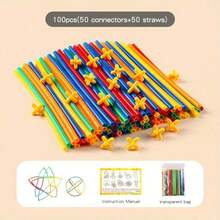 100/200/400pcs Storage Bag Children 4D Creative DIY Straw Building ...