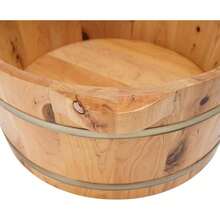 Holz Fuß Bad Waschbecken 14,4 "x 7,1", tragbarer Spa Einweichen Eimer mit Griffen für Zuhause, Fuß Spa und Sauna, natürliche Zypressenholz Konstruktion - Holzfarbe - Übersicht 6