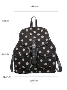 Fashionable Polka Dot Contrasting Color Girl's Backpack New Large Capacity Lightweight Versatile Lazy Style Retro Commuting Bag - Multicolor - View 10
