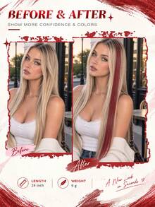 24-Inch Clip-On Hair Extensions, Shimmering Highlights, Versatile Hair Accessory, Suitable For Women's Party And Everyday Hairstyles. - Multicolor - View 5