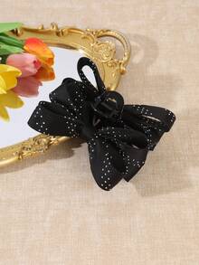 1pc Women Bow Hair Claw Clip, Plaid & Glitter Rhinestone Bowknot Non Slip Claw Clip,Holiday Daily Vacation Hair Accessories For Ladies - Multicolor - View 8