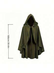 1pc Medieval Renaissance Style Hooded Cloak, Faux Velvet Polyester Outerwear, Suitable For Halloween, Christmas, Easter Cosplay Costumes - Unisex Machine Washable Historical Gear Accessory - Multicolor - View 10