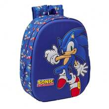 Safta Sonic حقيبة مدرسية سونيك القنفذ ثلاثية الأبعاد، واجهة بارزة ثلاثية الأبعاد، حجرة رئيسية وجيب أمامي بسحاب، ظهر وأحزمة كتف مبطنة - حقيبة ظهر ثلاثية الأبعاد - مشاهدة 2