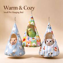 Small Pet Warm Hanging Hammock, Thickened Lamb Fleece Triangle Nest For Autumn/Winter, Hanging Sleeping Bed For Hamster, Golden Hamster, Parrot, Sugar Glider - Hammock - View 1