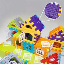 300pcs Large Interlocking House Building Blocks, STEM Educational Puzzle Toy, Creative Castle Construction Toy Set For Toddlers, Children's Birthday Party Gift - Multicolor - View 6