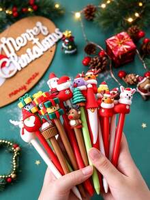 Random 10pcs Christmas Pens, Assorted Cute Designs With Santa, Reindeer And Snowman, Lightweight Grip, Perfect For Office And Holiday Gifts, Party Favors, Classroom Prizes, As Christmas Gift Stocking Stuffers - Christmas Style Pen - View 6