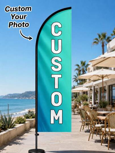 [Custom] Custom Knife Flag, Banner Set, Custom Flag, Custom Banner, Beach Flag, High-Quality Polyester, Vibrant Colors, Suitable For Outdoor Marketing, Events, Commercial (78.74*19.69 Inches, Single-Sided Flag, Flag Pole Not Included, Base Sold Separately)