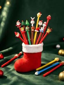 Random 10pcs Christmas Pens, Assorted Cute Designs With Santa, Reindeer And Snowman, Lightweight Grip, Perfect For Office And Holiday Gifts, Party Favors, Classroom Prizes, As Christmas Gift Stocking Stuffers - Christmas Style Pen - View 4