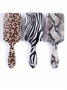 Square Zebra Print Air Cushion Hairbrush, Highly Attractive Home Use Volumizing High Crown Massage Detangling Hair Brush, Exquisite Appearance, Perfect As A Gift For Friends, Christmas Holiday Gift - Multicolor - View 11