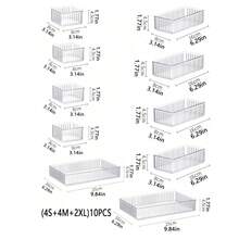 7/10X Drawer Organiser Set Clear Makeup Trays Plastic Desk Drawer Dividers Boxes - Multicolor - View 1