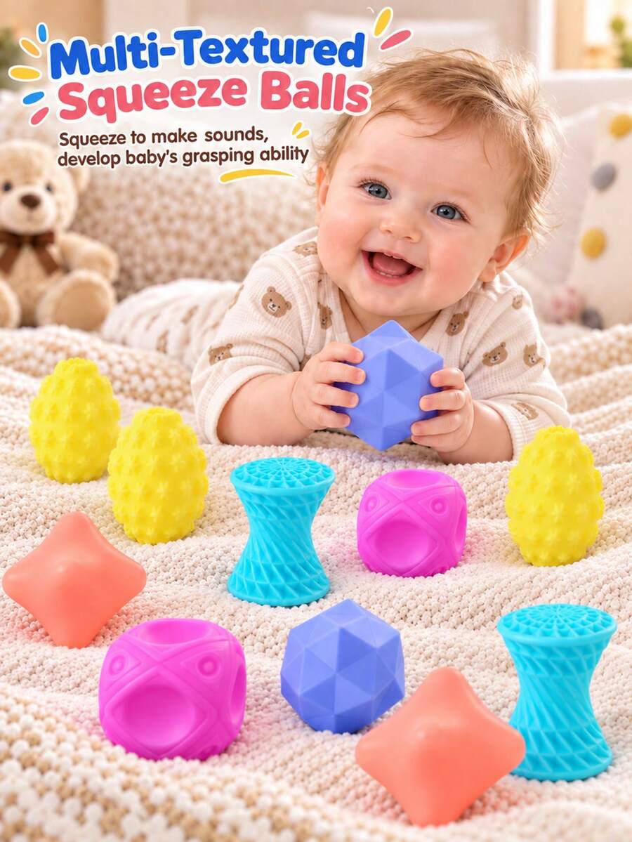Infant & Toddler Bath Water Play Multi-Texture Enamel Massage Ball Sound-Making Hand-Grip Toy Holiday Gift - Multicolor - View 1